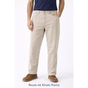 Route 66 Khaki Pants 40x32 Relaxed Fit Cotton Mens Casual Chino Jeanswear Beige